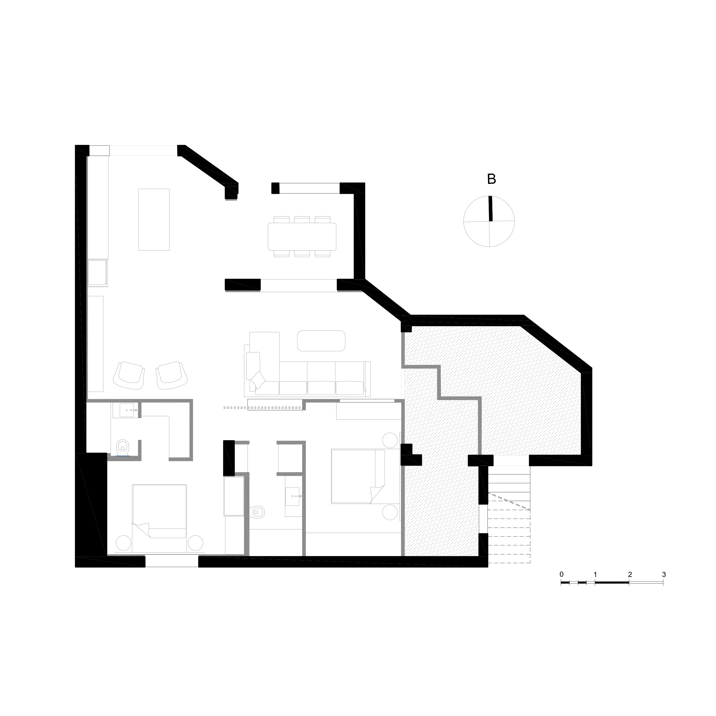 IXNOS Architects apartment in Argioroupoli. Top View Drawing.