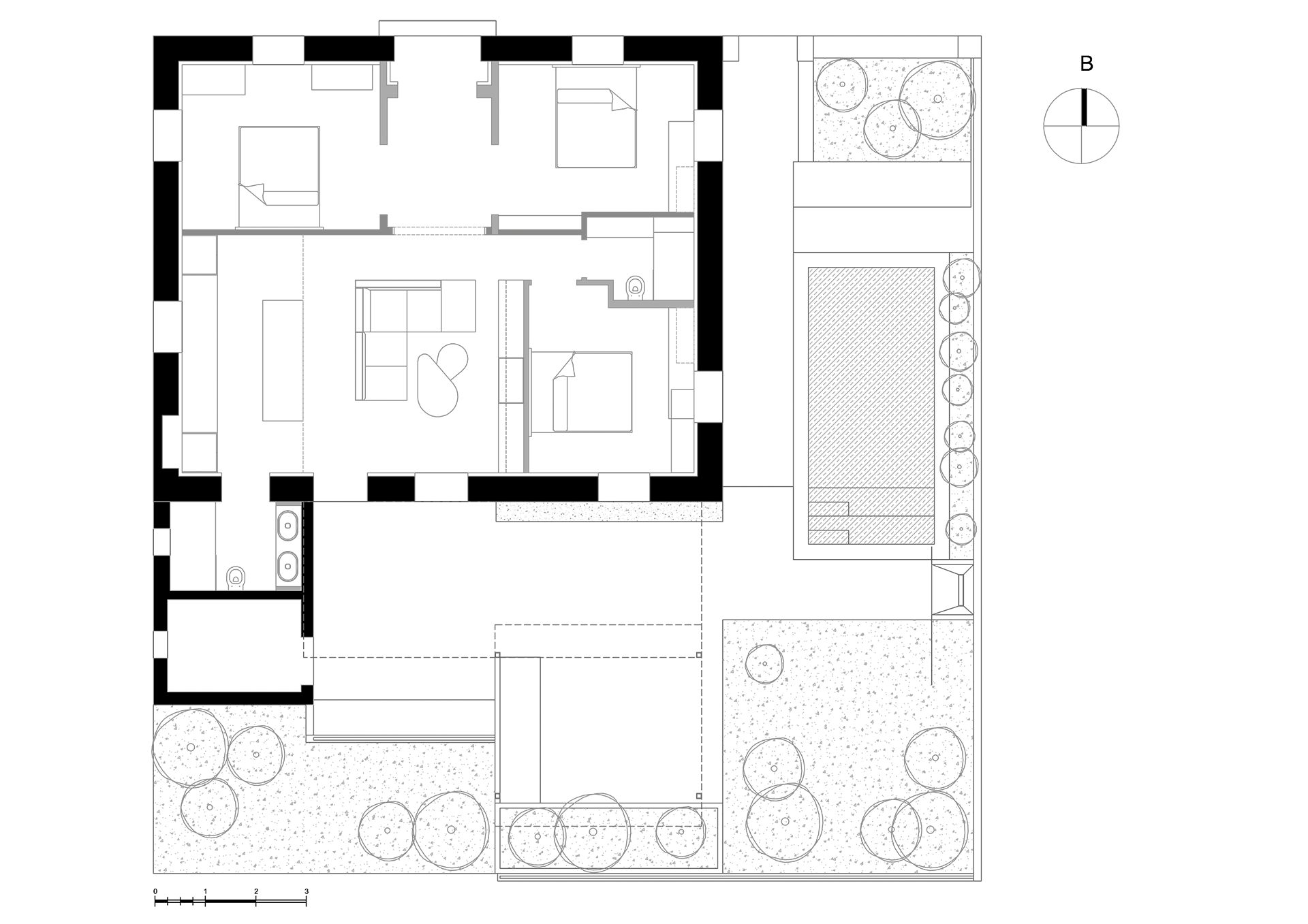 IXNOS Architects apartment in Argioroupoli. Top View Drawing.
